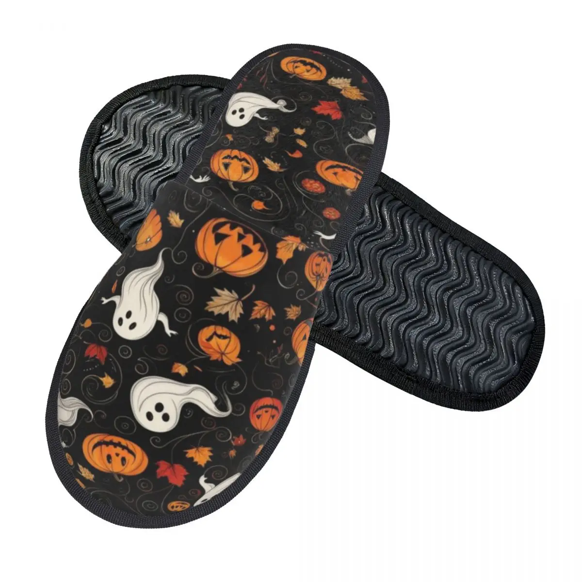 Halloween Ghost Pumpkin Spooky Trick Or Treat Witch Slippers for Woman Man Home Shoes Plush SPA Slippers