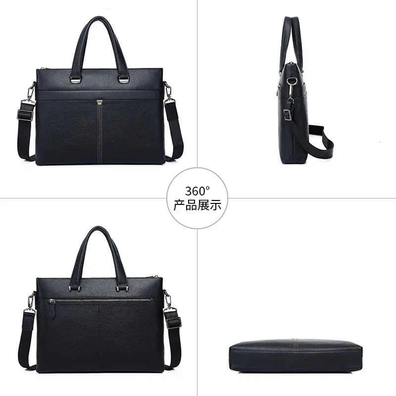 2025 حقيبة أعمال جديدة جلد طبيعي سعة كبيرة حقيبة يد رجالية الكتف Crossbody حقيبة لابتوب جلدية فاخرة الرجال #2