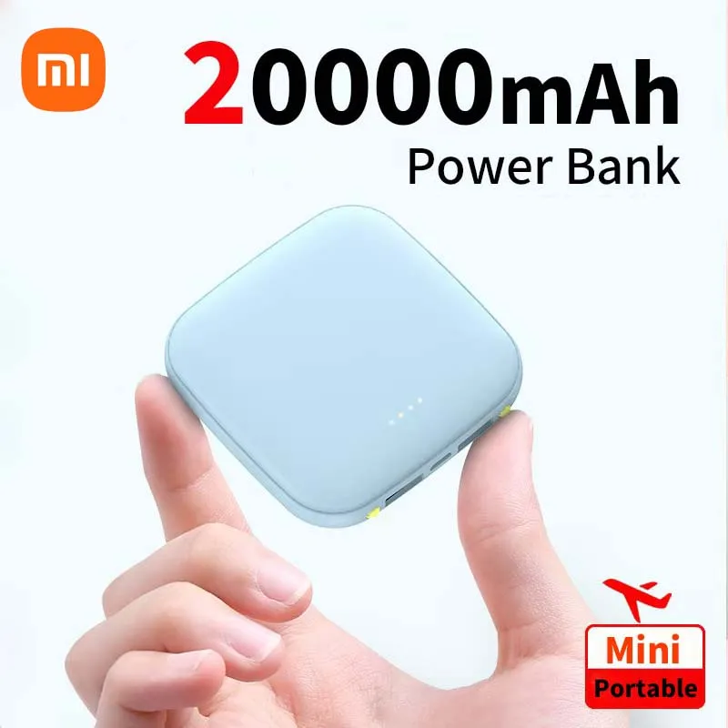 باور بانك صغير محمول سريع الشحن من Xiaomi بقدرة 10000/20000 مللي أمبير في الساعة وبنك طاقة ذو سعة كبيرة وإمداد طاقة خارجي رفيع للغاية لهاتف آيفون