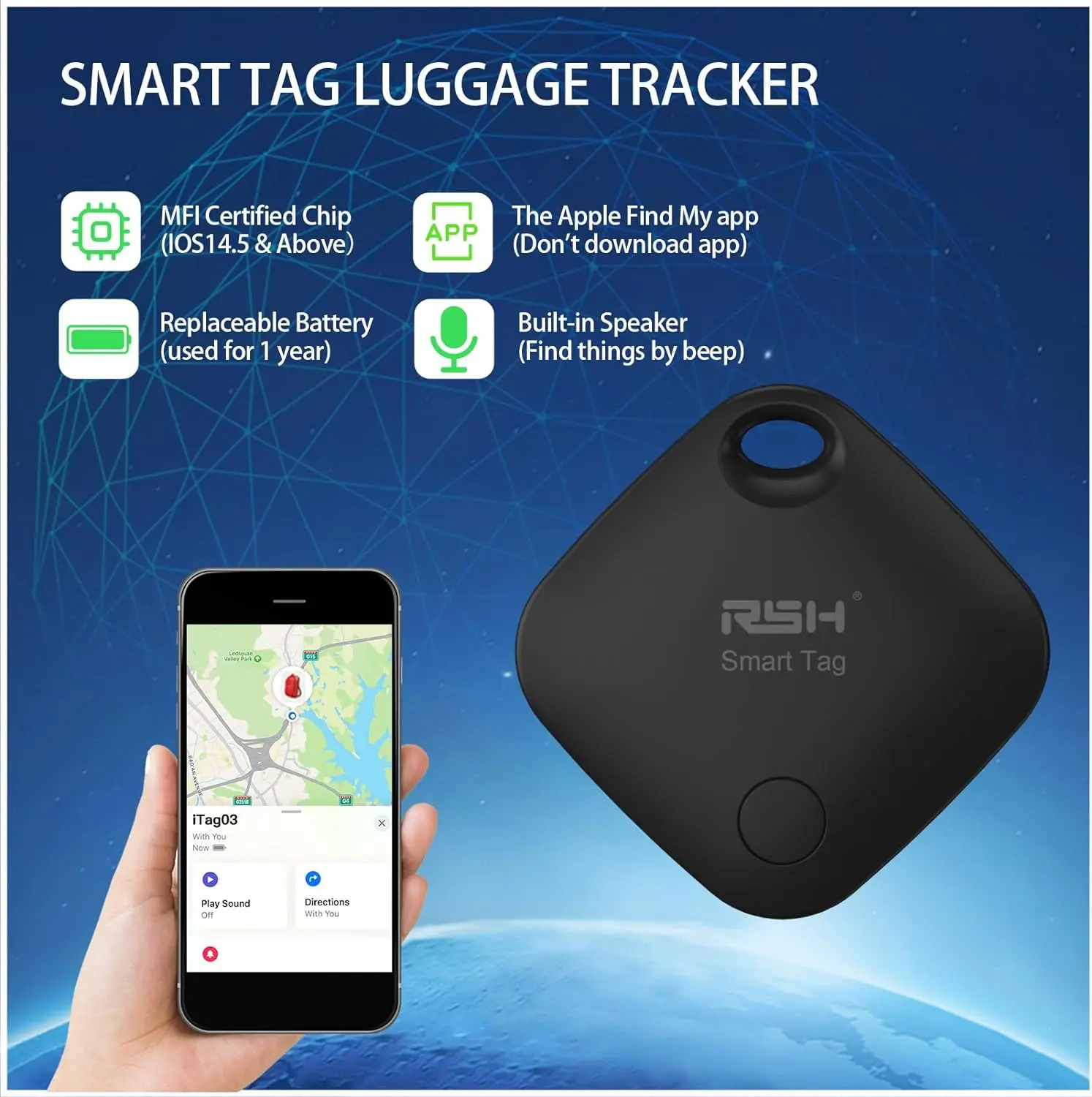 Smart Tag Suit Trabalhar com Apple Find My App, Key Finder para Iphones, Rastreador de bagagem com Silicone Protect Shell, 2PCs, 4PCs