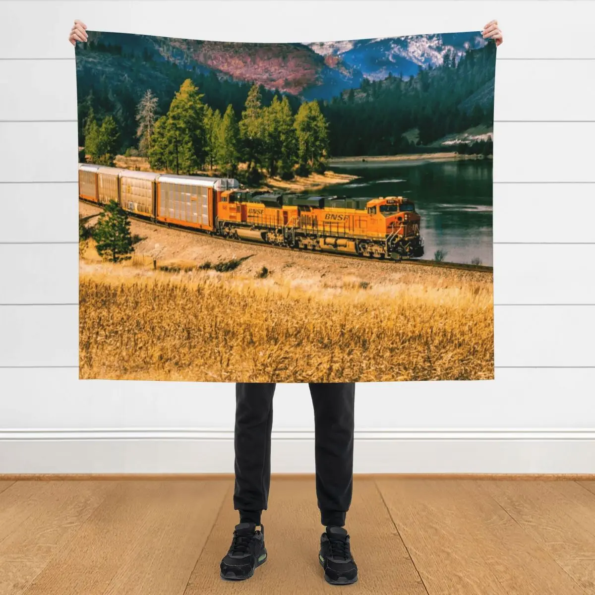 Одеяло Car Train by the River, индивидуальный подарок, роскошные брендовые мягкие декоративные одеяла Одеяло Car Train by the River, индивидуальный подарок, роскошные брендовые мягкие декоративные одеяла