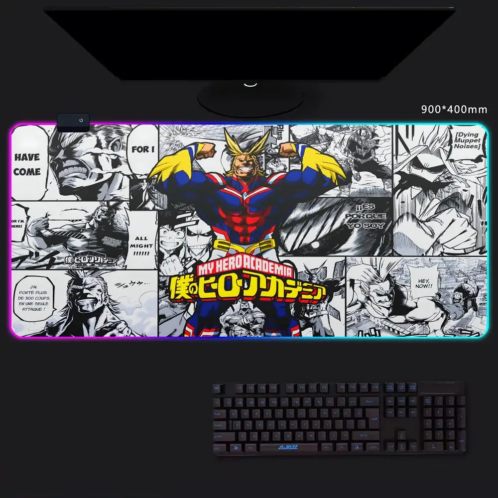 all might Mouse Pad Game Player RGB Pc Gamer Boys like PS5 Keyboard LED Glowing mause pad Mats Rubber