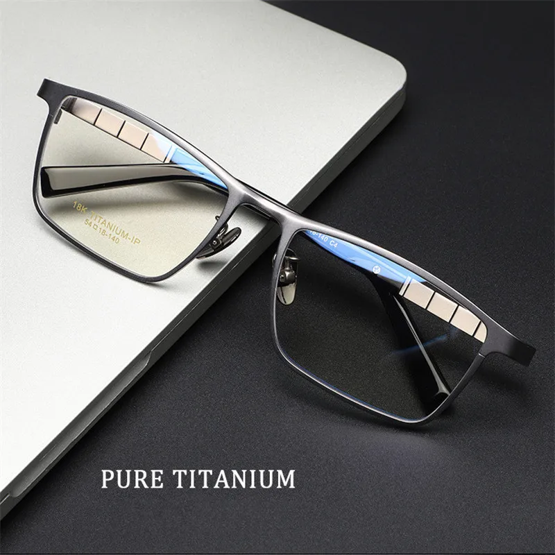 Full Frame Pure Titanium Men Glasses Frames Ultralight Square Business Eyeglasses Women Classic Spectacle Designer Eyewear Decor