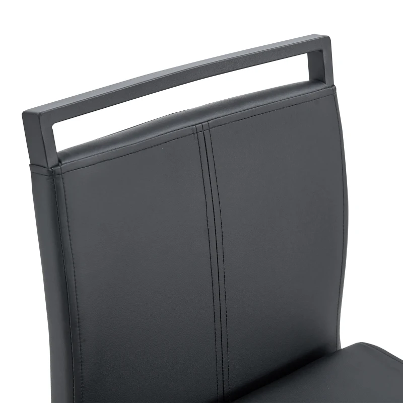 Ensemble de deux tabourets de bar de style nordique (2 pièces). Fabriqué en similicuir noir de haute qualité avec pieds en métal noir. Convient aux restaurants, cuisines, etc. Hauteur totale : 96,5 cm.