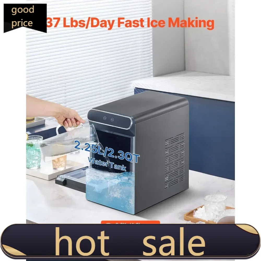

hot-sallingStainless Steel Nugget Ice Maker, 37lbs/Day, Self-Cleaning, with Scoop and Basket, Convenient Ice Machine