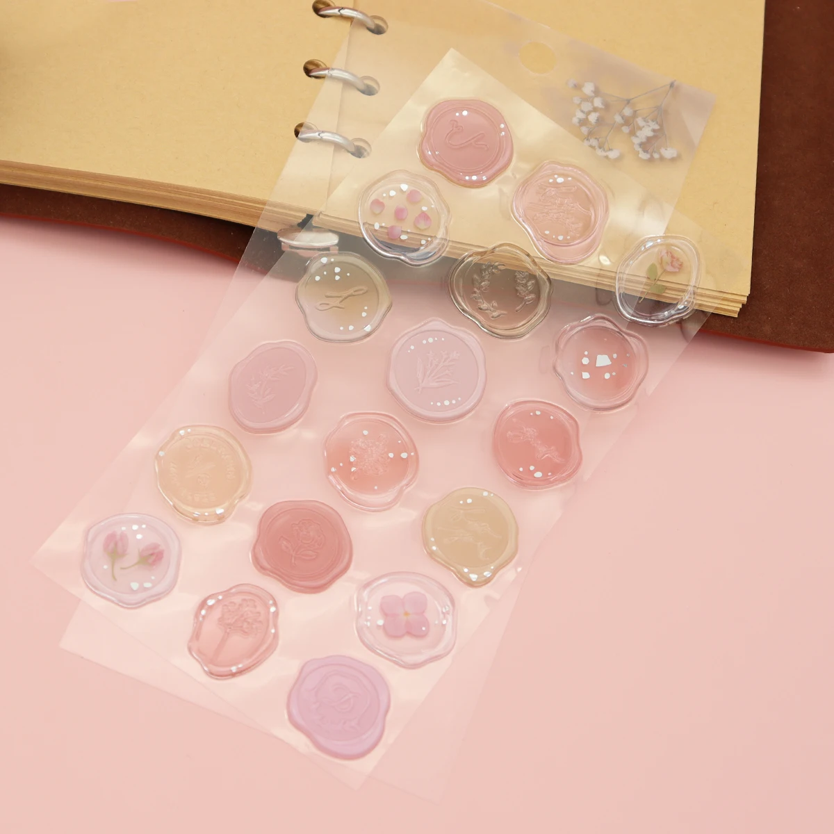 DIY Flower Imitation Fire Paint Seal Sticker Ins Style Hand Account Envelope Sealing Sticker Guka Decorative Sticker 18 Pieces