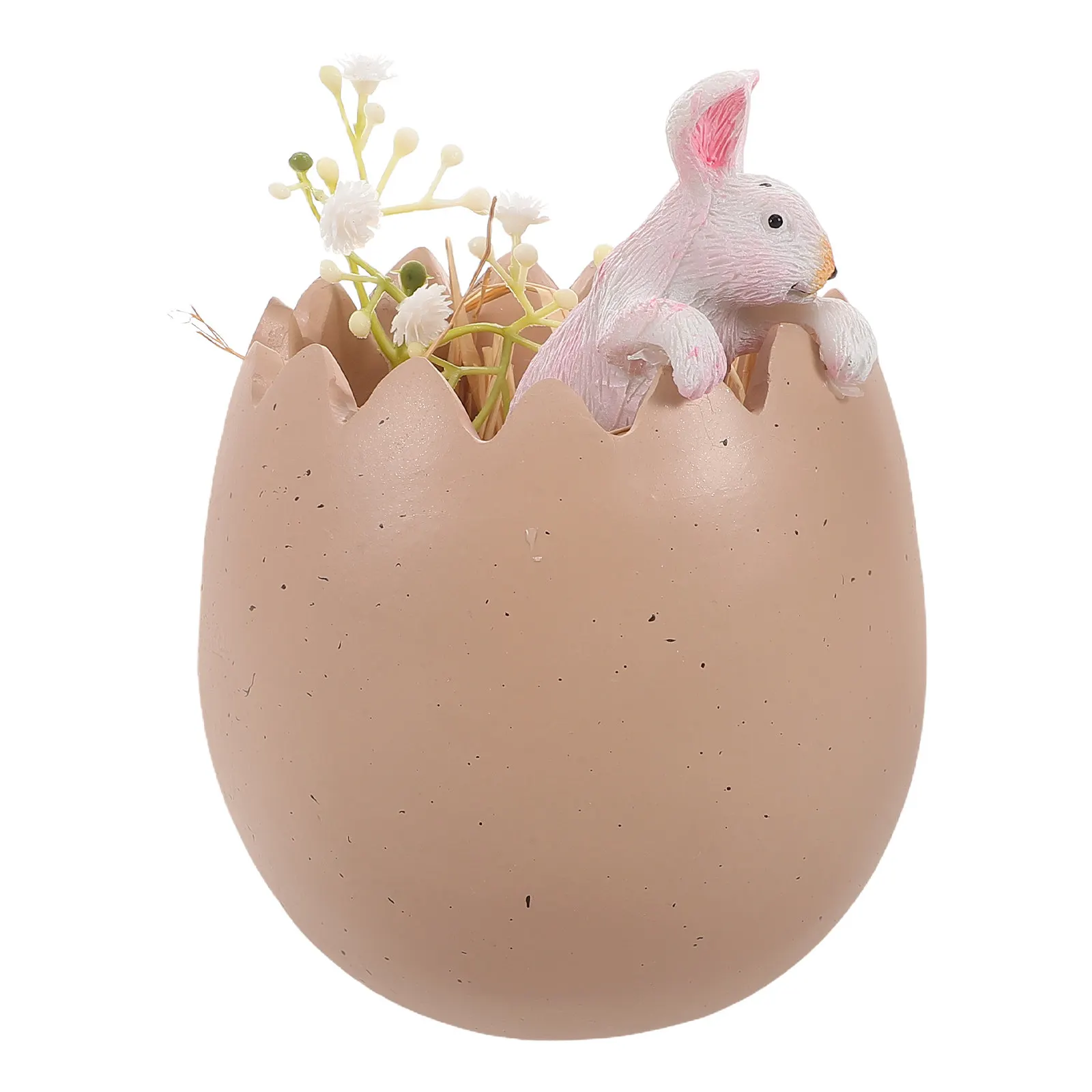 Easter Bunny Eggshell Resin Decoration Cute Cracked Rabbit Spring Home Table Centerpiece Indoor Festive Ornament