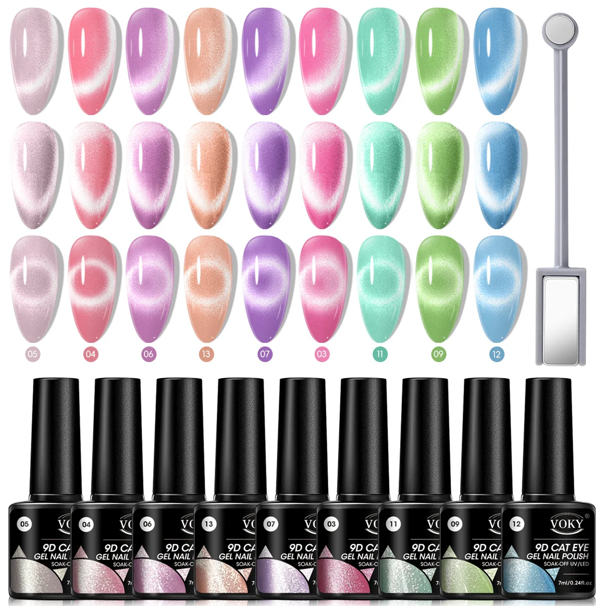

VOKY 9PCS Long-lasting Magic Magnetic Cat-Eye Nail Gel Set, suitable for enjoying salon-level manicure at home