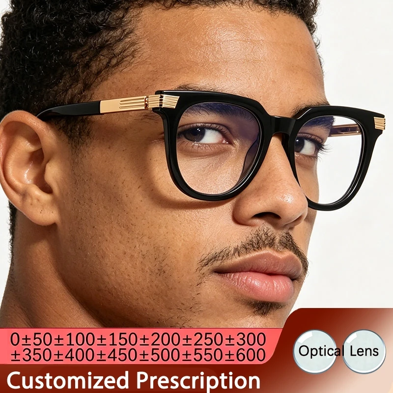 Prescription Glasses Men Myopia Eyeglasses Fashion Anti Blue Light Diopter Eyewear Customize Prescription Glasses Minus -1 -2 -6