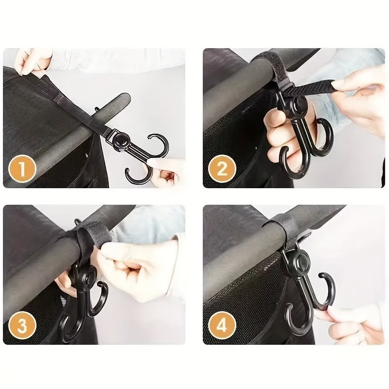 2Pcs 360 Degree Auto Rotating Hooks for Bicycle Motorcycle Electric Scooter, Multi-Purpose Hanging Hook Organizer for Helmet Sho
