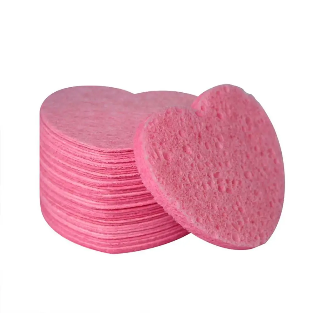 Heart Natural Wood Pulp Sponge Cellulose Compress Cosmetic Puff Facial Wash Sponge Face Care Clean Makeup Remover Tool