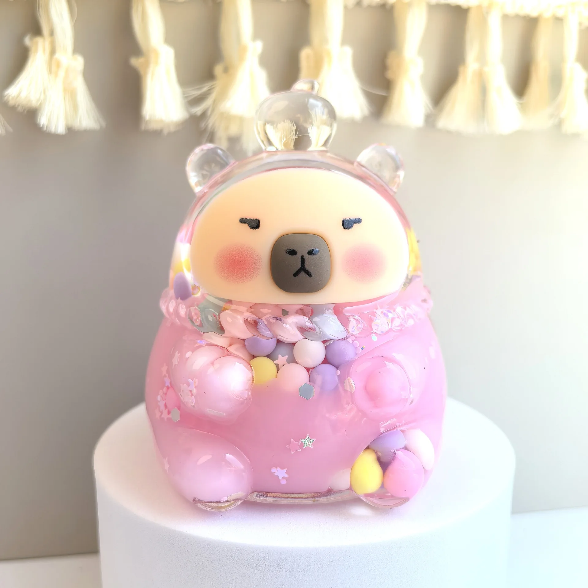 Nuevo Capibara en arena movediza al óleo, lindo mascota, dibujos animados, juego de marea, adornos de mesa, decoración de muñecas boutique