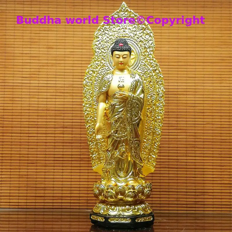 A set 3PCS HOME shrine protection Buddhism XI FANG SANSHENG Standing Guan yin Amitabha Mahasthamaprapta Buddha statue Large 38CM