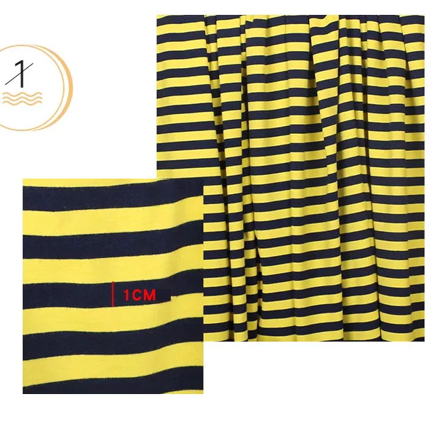1cm colorful stripe 100% cotton knitting elastic fabric DIY sewing T-shirt leggings Clothing fabric width 50* 165cm telas