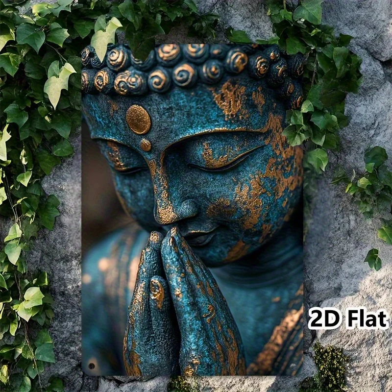 

Vintage Buddha Metal Wall Art, Serene Blue Zen Decor, 8x12 Inch Indoor Outdoor Meditation Space.