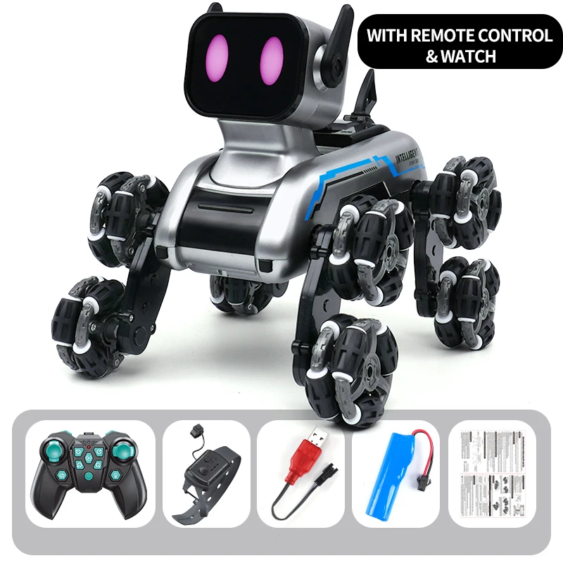 Achtwielige stunt mechanische hond Intelligent gebaar inductiespray drift klimmen vervorming elektrisch speelgoed met afstandsbediening