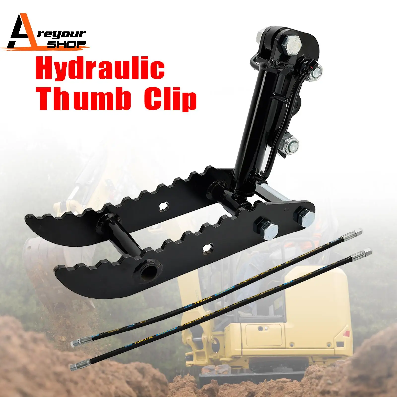 Areyourshop Hydraulic Thumb Clip Attachment for Mini Excavators Digger Track Crawler