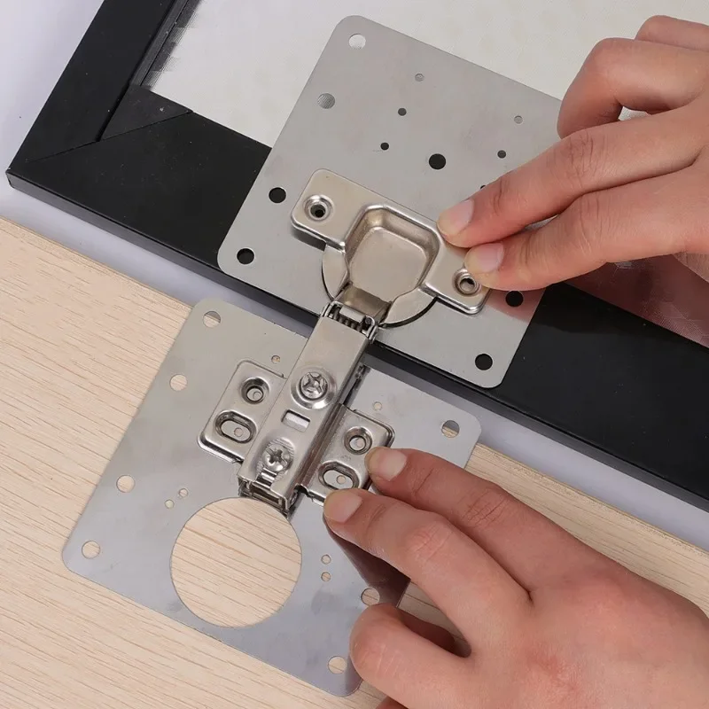 2/10Sets Repair Plate Kits With Screw Cabinet Door Mounting Flat Fixing Brackets Stainless Steel Hinge Furniture Hardware Tools