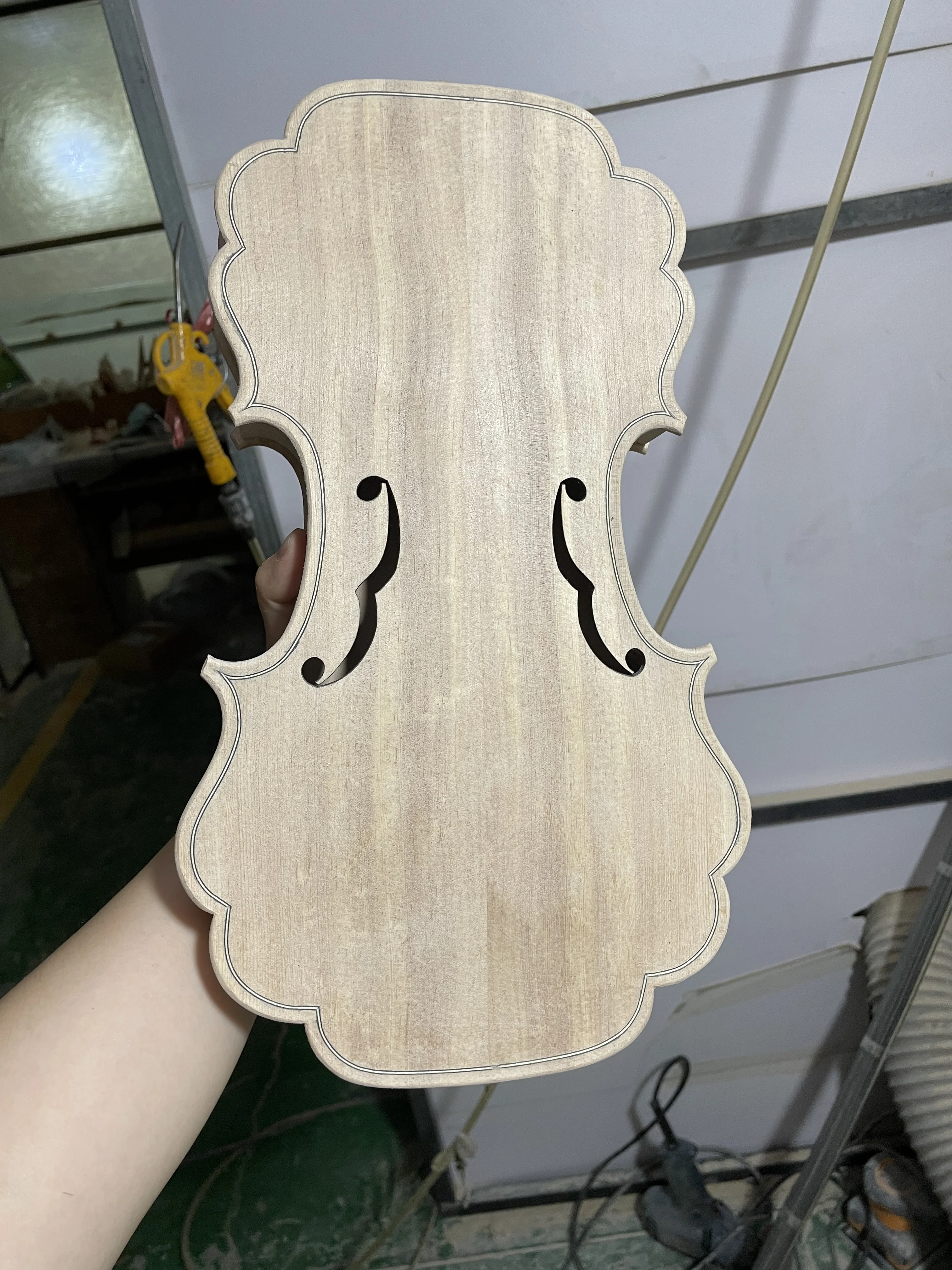 Semi finished special flower shaped whole board 4/4 body spruce top plate maple back handmade rare white violin