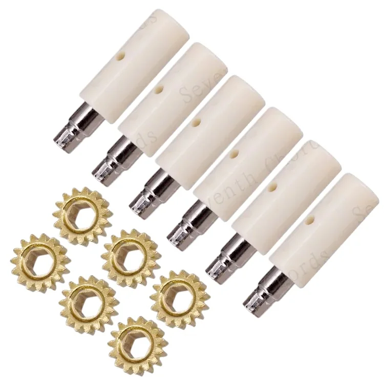 A Set Classical Guitar String Tuning Pegs Tuners Machine Heads 1:15 Gear and  White Pins Diameter 9.4mm