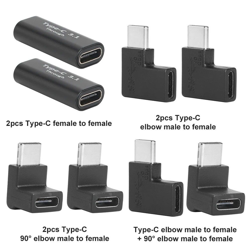 2 pces usb 3.0 tipo c estender adaptadores de carregamento rápido sincronização de dados sexo changer conversor reto para smartphone