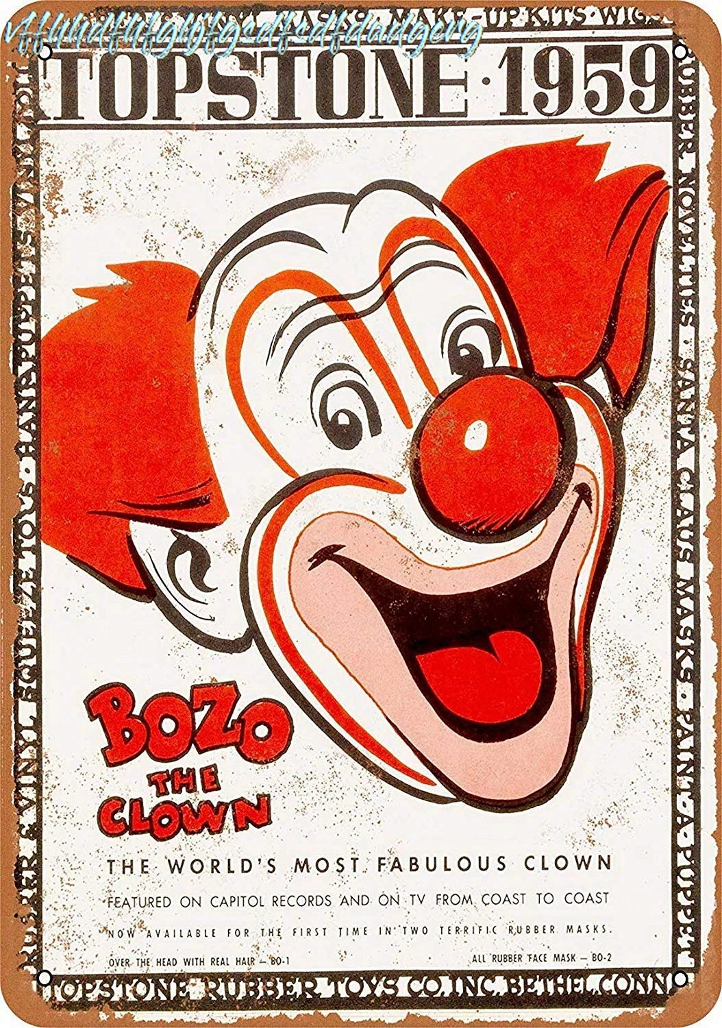 Unoopler Metal Signs Bozo The Clown Warning Sign | Indoor/Outdoor | 8 x 12 inch Tin Sign Vintage Look sign