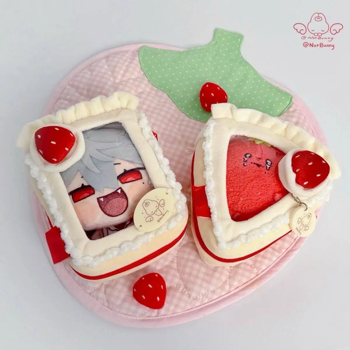 In Stock Morebunny Strawberry Cake Cotton Doll Transparent Storage Bag Cute Ins Plush Display Pouch Keychain Pendant Friend Gift view 4