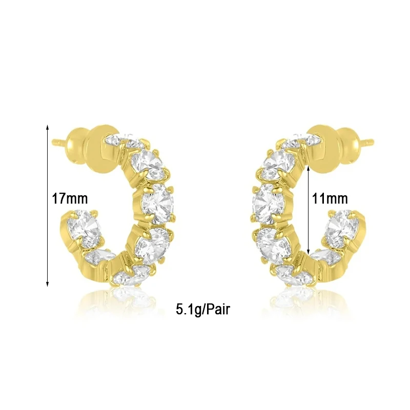 CRMYA Gold-plated Hoop Clip Earrings For Women Punk Style Cubic Zirconia Big Huggies Earrings Set 2023 Women Jewelry Wholesale