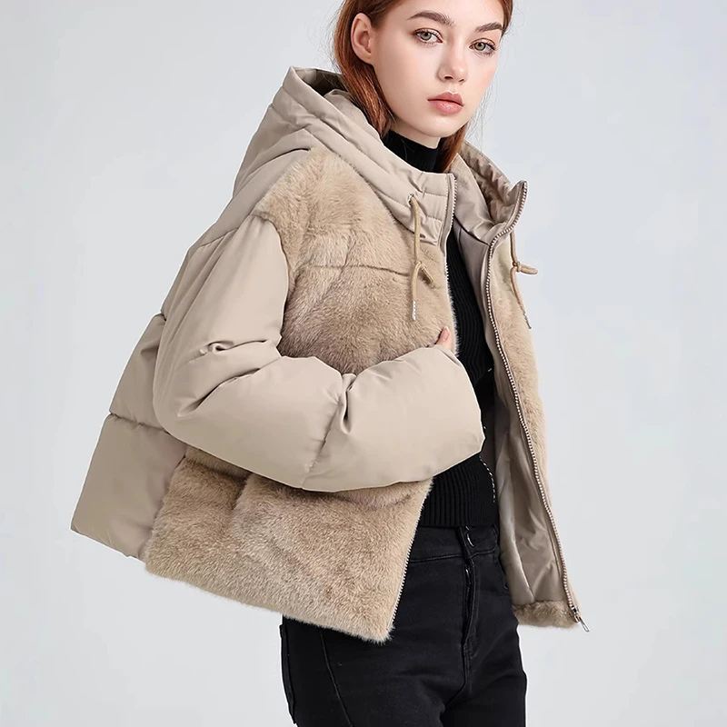 2025 nouvelle veste d'hiver pour femmes à la mode à capuche épaissi chaud coton manteaux couleur unie Simple classique vêtements d'extérieur pour femme