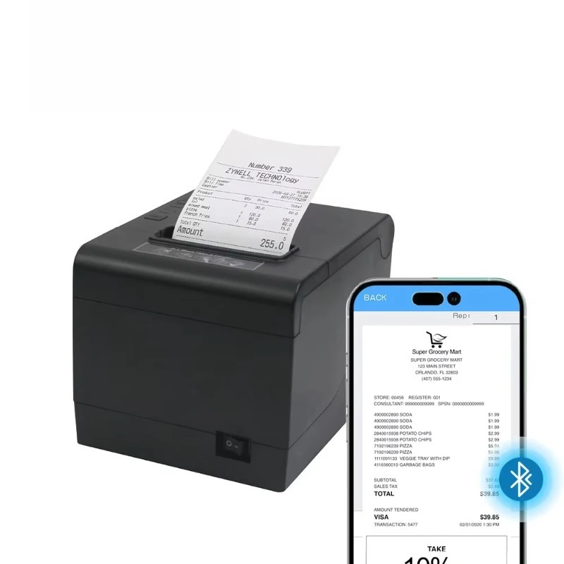 80mm bluetooth Thermal Tablet Printer Support Android Ios Zy808 3inch Pos Machine Receipt Printer