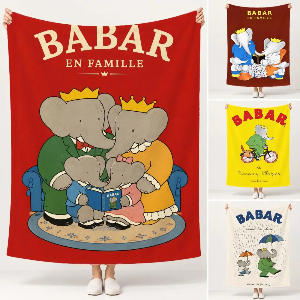 Character Babar Throw Soft Plush Flannel Pet Blanket, Home Decor Cover for Sofa, Bed, Trip & Picnic