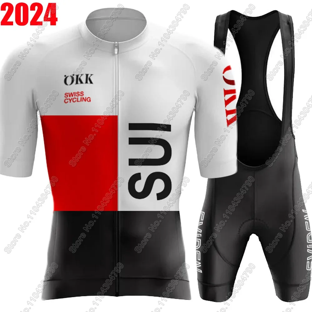 Swiss National Team 2024 Cycling Jersey Set Switzerland Cycling Clothing Men Road Bike Shirts Suit Bicycle Bib Shorts MTB Wear