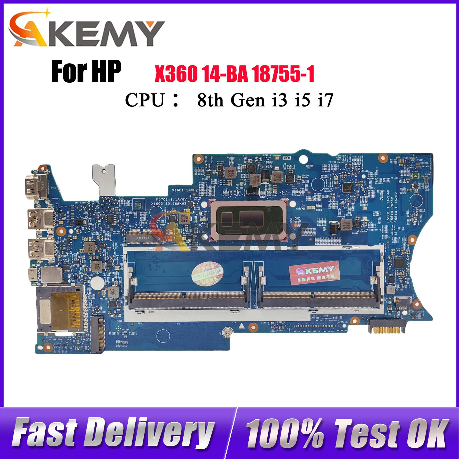 

L39180-001 L39180-001 For HP Pavilion X360 14M 14-BA Laptop Motherboard 18755-1 With i3 i5 i7 CPU DDR4 100% Fully Tested