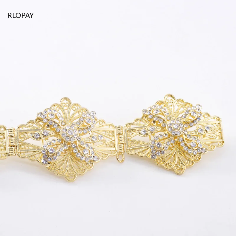 New Fashion Flower Bridal Belts Platd Gold Hollow Pattern Metal Wedding Dress Belts Jewelry Waist Band  Belt for Dress