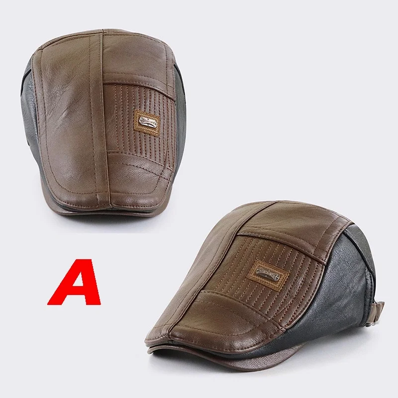 Leather Beret Hat Retro Newsboy Hats Warm Cap Duckbill Visor Boinas Flat Caps