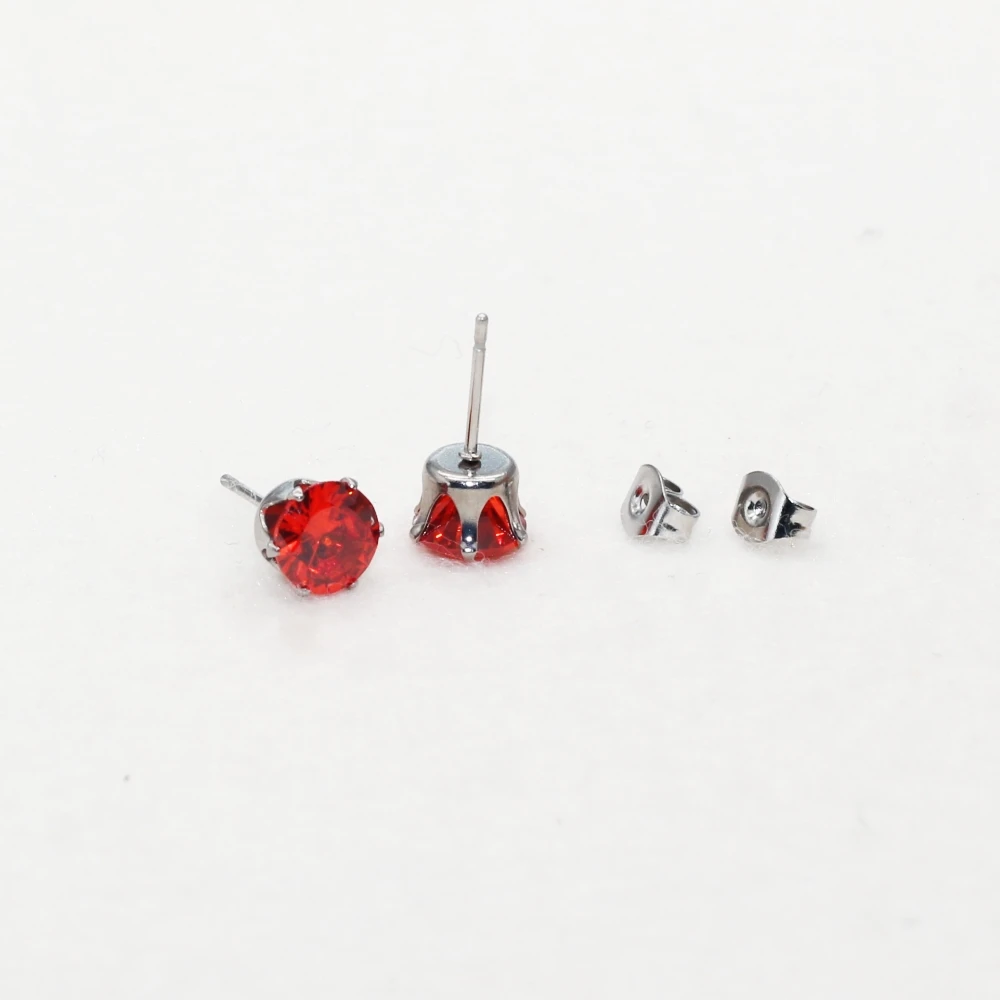 Edelstahl-Creolen mit 7 mm großen, bunten AAA-Zirkonia-Steinen, hypoallergener Schmuck, Geschenkidee. – Detail 6