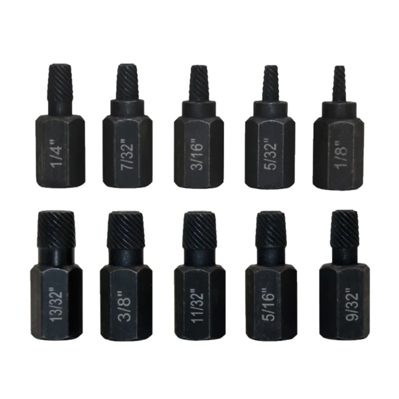 New 10 Pcs Damaged Screw Extractor Drill Stripped Screw Extractor Remover Tool for Removing Stripped Screws and Broken Bolts