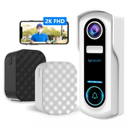 UCOCARE 2K WiFi Video Doorbell Wireless Smart Outdoor Home Video Intercom Human Detection Door Bell With Two Chime Support Alexa