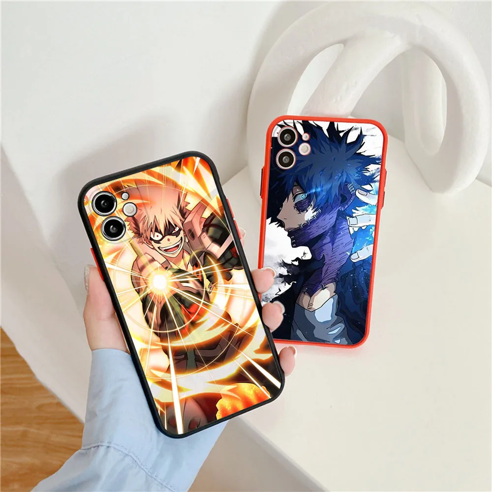 Matte Phone Case for iphone 16 14 13 15 Pro Max 8 7 Plus 12 11 Mini XR X XS SE My Hero Academia Bakugou Katsuki Transparent Case