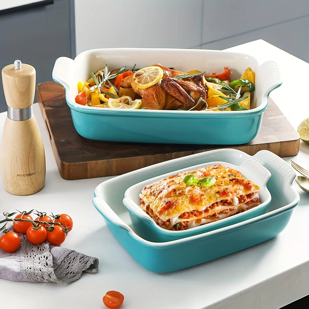 

Sweejar Baking Pans Set, Ceramic Rectangular Casserole Dishes with Handle, Durable Lasagna Pan Deep for Oven, Bakeware