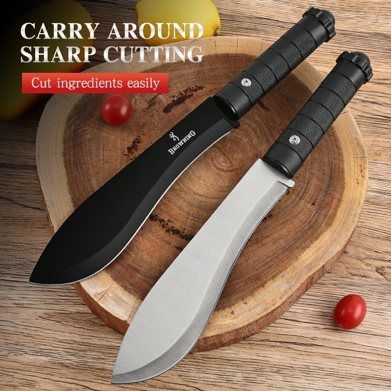 Stainless Steel Outdoor Survival Knife Portable Camping EDC Pocket Knife Multi-purpose Cutting Knife for Self Defense Hiking BBQ