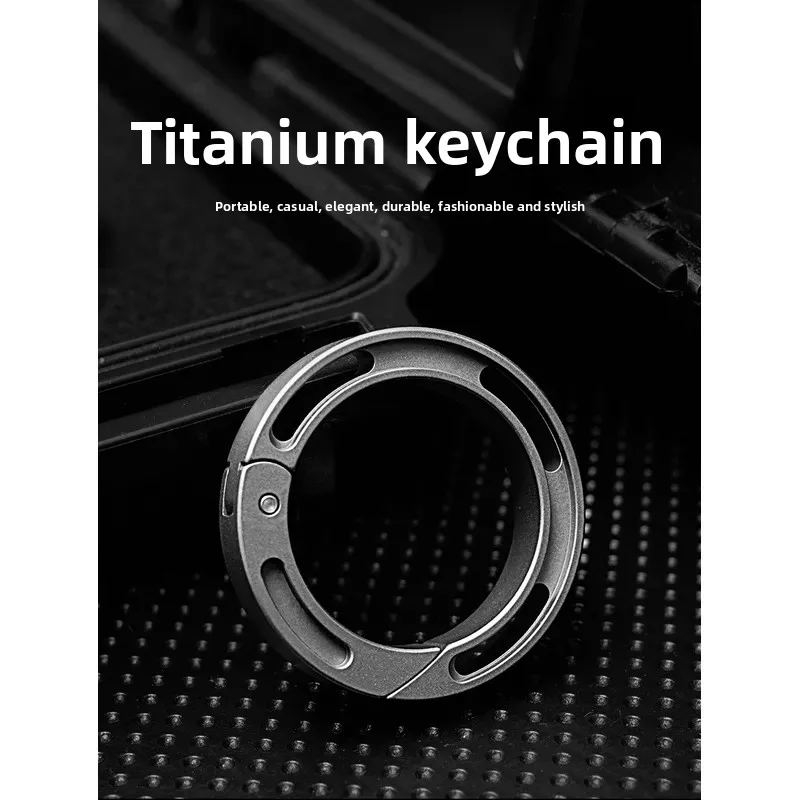 Titanium Alloy Round Mechanical Press Keychain Pendant, Gadget Car Key Ring