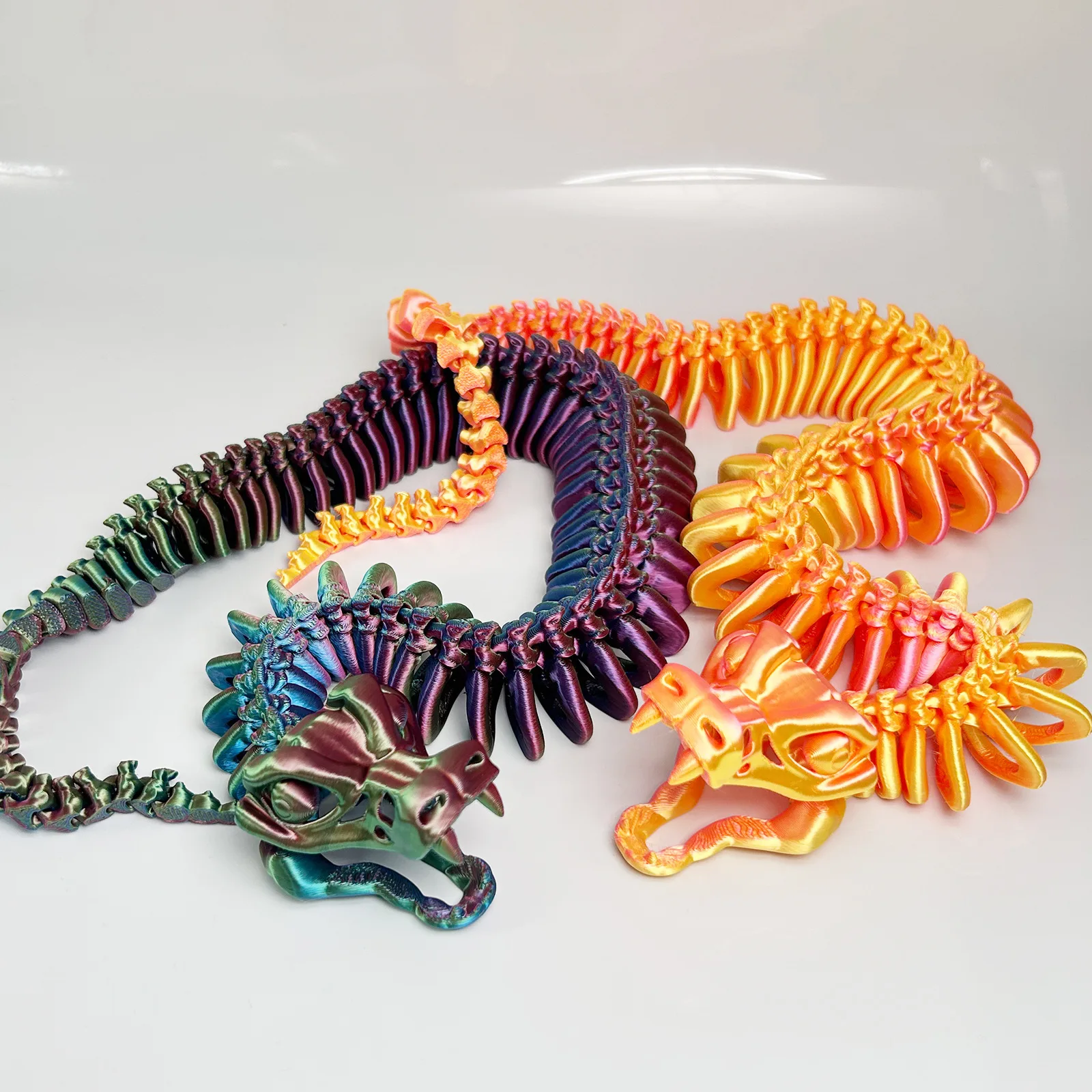 3D Printed Snake Can Move and Open Its Mouth Skeleton Snake Model for Decorative & Fish Tank Backdrop or Kids Christmas Gift Toy