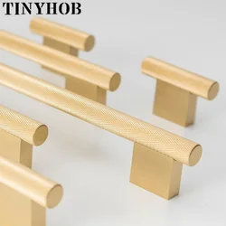 Gold Knurled/Textured Simple Kitchen Cabinet Knobs and Handles Drawer Pulls Bedroom Knobs Solid Brass Cabinet Hardware