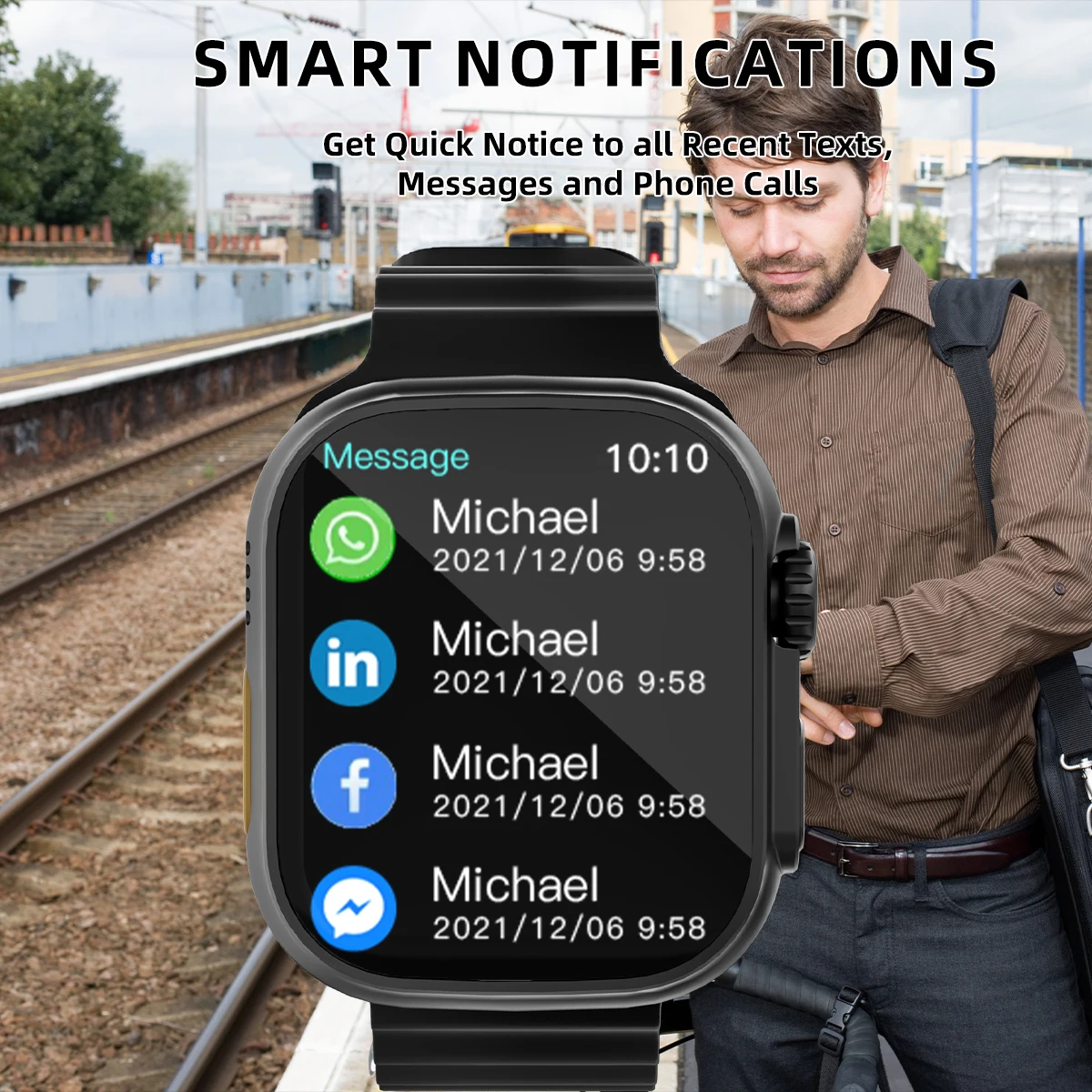 2.01'' Smart Watch with Message Answer Call Sleep Health Monitoring Sports Pedometer Information Alerts For iPhone Android