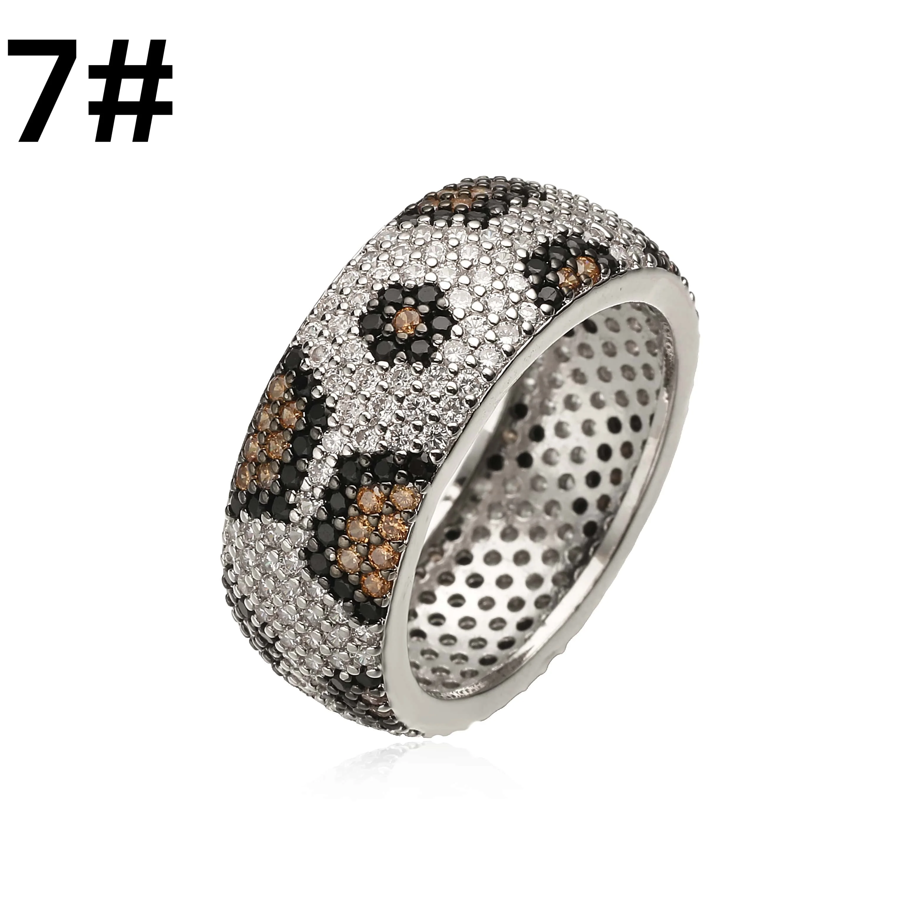HECHENG, zweifarbiger Ring mit Leopardenmuster, runde Herzform, verstellbarer Schmuck, Unisex, Hip-Hop, Y2K-Zubehör, 1 Stück – Detail 5