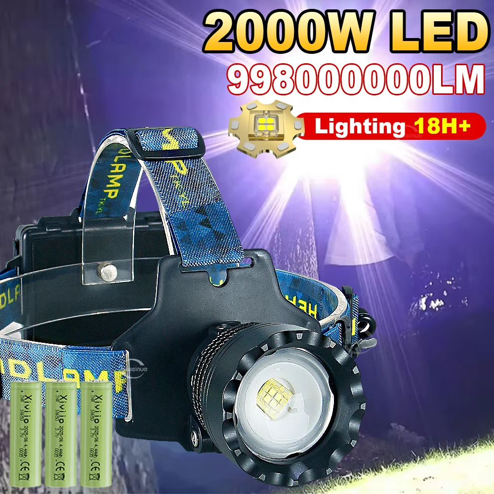 Ultra Bright LED Portable Headlamp 2026 New Upgrade High Lumen 4-Core Tactical Headlight Rechargeable Lamp for Camping Adventure