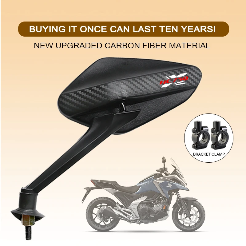 

2Pcs/Pair Motorcycle Carbon Fiber Rearview Side Mirror Rotatable 8mm For Honda NC750X NC700S NC700X NC750S NC750X/S Custom LOGO