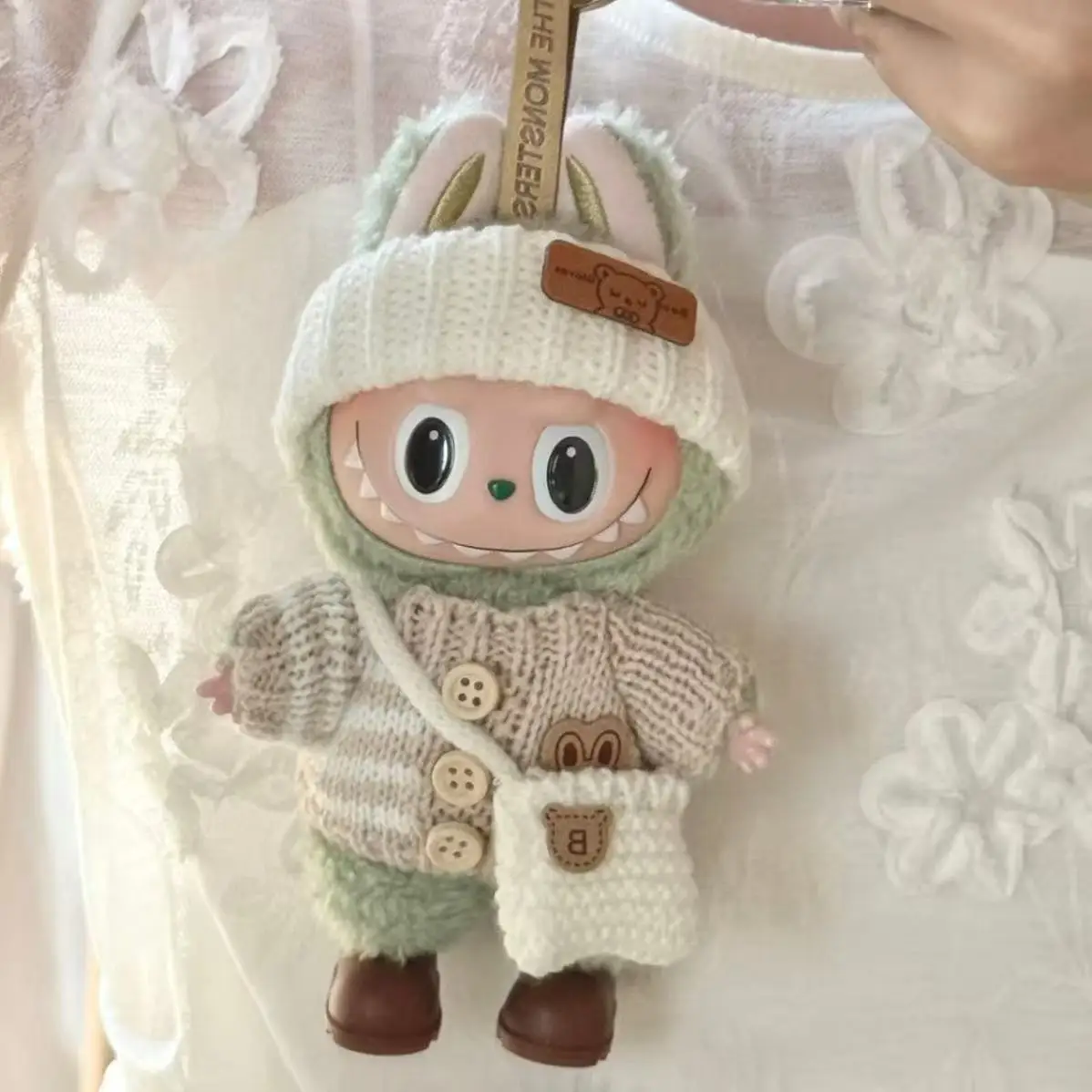 

Labbubu Sweater Outfit Mini Cute Bag Hat 17cm Toy Doll Clothes for Labalbu Accessories Luxury Backpack New Original Clothing for