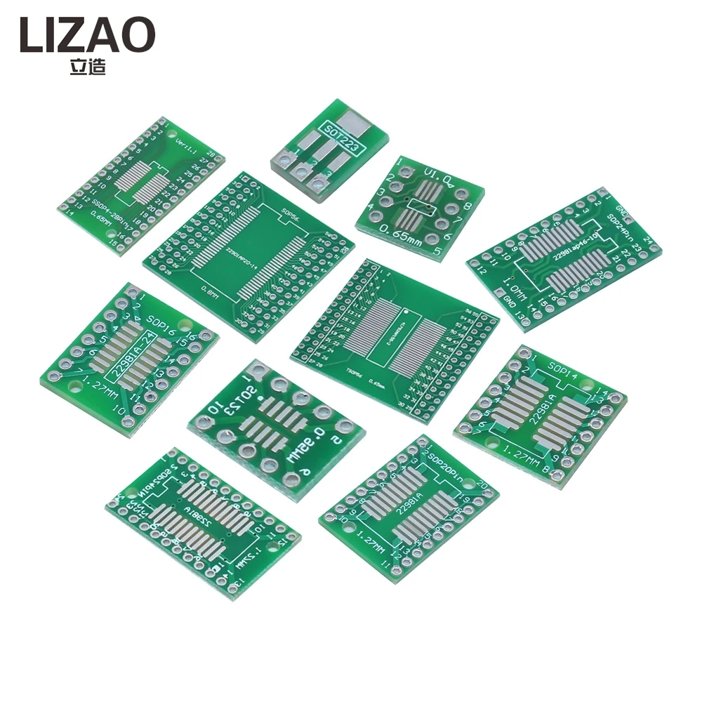 LIZAO SOP8 SOP10 SOP14 SOP16 20 24 28 56 Turn DIP SMD to DIP IC Adapter Socket TSSOP SOIC SSOP Converter Plate 0.65mm 1.27mm
